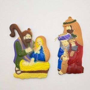 Vintage Nativity Scene Christmas Tree Ornaments 3 Kings Baby Jesus Mary Joseph